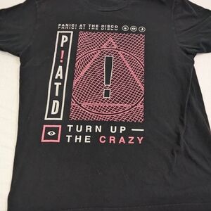 P!ATD Panic At The Disco Turn Up The Crazy Black Tee Large